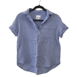 Rails Savannah Aegean Blue Cotton Gauze Short Sleeve Top Size XS 607-621A-2638